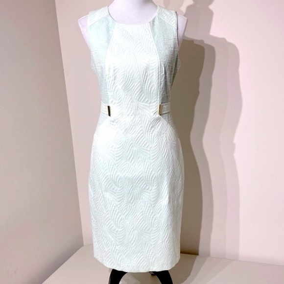 Calvin Klein Zebra print brocade & boucle sheath sleeveless dress Mint size 6 - Picture 2 of 12